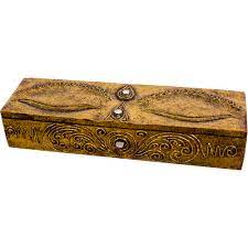 Miri's Light Wood Incense Storage Box - Eye of Buddha Gold
