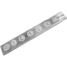 Miri's Light Selenite Incense Holder - Chakra Symbols