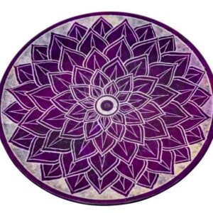 Miri's Light Soapstone Round Incense Holder - Lotus Flower - Purple