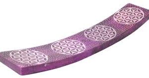 Miri's Light Soapstone Wide Incense Holder - Lotus Flower - Purple?