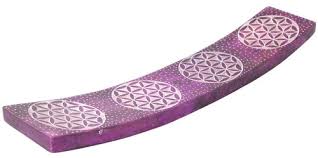 Miri's Light Soapstone Wide Incense Holder - Lotus Flower - Purple?